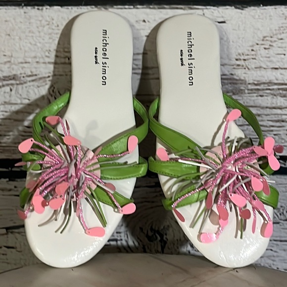 Michael Simon Shoes - Michael Simon New York whimsical floral slip on sandals size 6 New